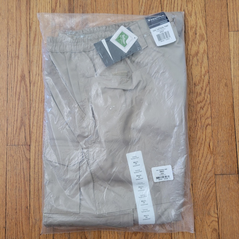 Propper 46x37 Tactical Pants Khaki Canvas Teflon Unhemmed Military Outdoors
